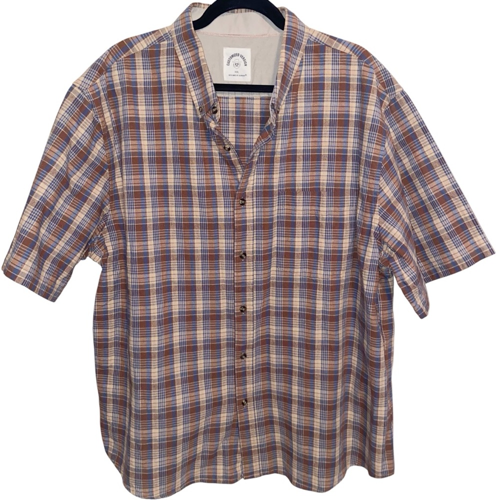 Customized Version Dubinik Shirt Mens XXL Plaid Short Sleeve Camp Grunge Casual